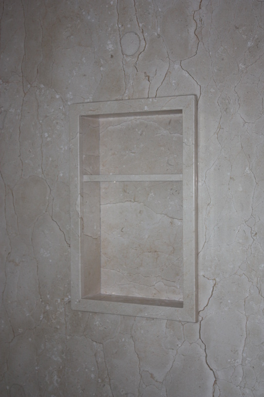 Picture Crema Marfil designer stone panels, Crema Marfil Niche. Shower