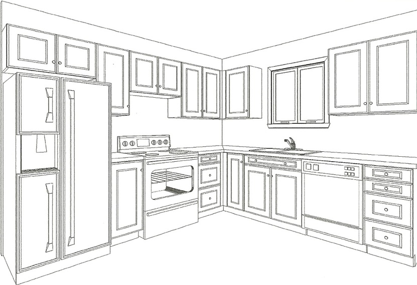 View Layout Kitchen Design Drawing Background - WALLPAPER FREE
